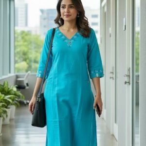 Emb. Princess Kurti_Blue