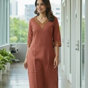 Emb. Princess Kurti_Maroon