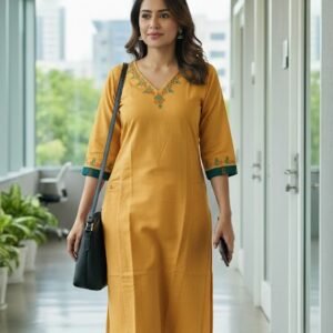 Emb. Princess Kurti_Yellow