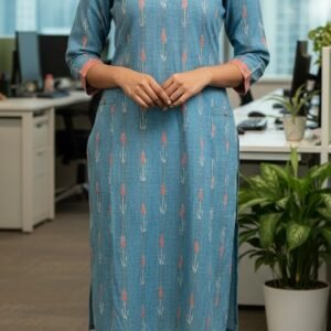 Princess Kurti Ikat_Light Blue
