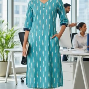 Princess Kurti Ikat_Sky Blue