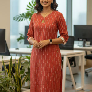 Princess Kurti Ikat_Red